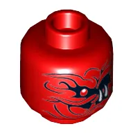 Minifig Head Rivett / Slackjaw / Tannin, Snake with Black Wavy Lines, White Fangs 2 Red Eyes / 1 Red Eye Print