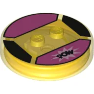 Function Brick Round 4 x 4 x 2/3 with 2 Studs and "POW" on Bright Light Pink Background Print