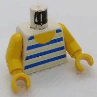 Torso Vest with Horizontal Blue/White Stripes Print, Yellow Arms and Hands