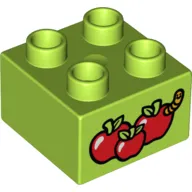 Duplo Brick 2 x 2 with Apples and Worm Print