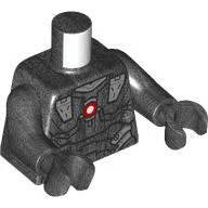 Torso Armor, Dark Red Circle Print, Pearl Titanium Arms and Hands