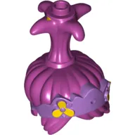 Hair Tall Ponytail with Four Points, One Stud on Top, and Pin Hole in Front, with Medium Lavender Tiara Pattern with Yellow Flowers Print