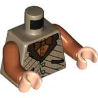 Torso Vest with Reddish Brown Lapels, Orange Shirt and Bow Tie Print, Dark Orange Arms, Light Nougat Hands