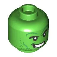 Minifig Head Hulk, Eyebrows, Green Cheek Lines, Smile with Teeth / Angry with Clenched Teeth Print