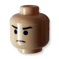 Minifig Head Rebel Commando / Vader's Apprentice, Stern Black Eyebrows, Black Eyes and Frown Print [Blocked Open Stud]