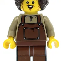 Castle Man, Reddish Brown Apron, Dark Brown Hair