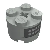 Brick Round 2 x 2 with Buttons on Black Panel Print on Two Sides