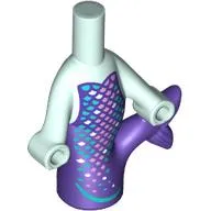 Microdoll Body Mermaid Dark Purple Tail, Dark Turquoise, Silver, Lavender Scales print