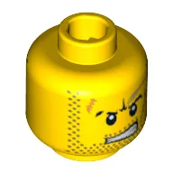 Minifig Head Rex, Dual Sided, Stubble, Gray Smudge, Orange Scars, Determined / Alarmed Print [Blocked Open Stud]