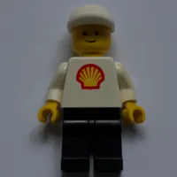 Man, White Torso with Shell Logo, Black Legs, White Cap
