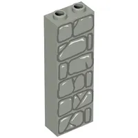Brick 1 x 2 x 5 with Blocked Open Studs and Bottom Stud Holder with Stone Wall Print