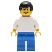 Soccer Player White Torso, Blue Legs, Black Hair, Mustache