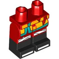 Hips with Red Legs and Black Boots Pattern with Bright Light Orange/Dark Turquoise Robe, White Kneepads print