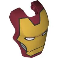 Headwear Accessory Visor Top Hinge with Gold Ironman Mask, White Eyes print
