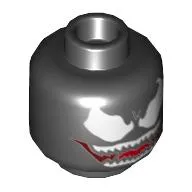 Minifig Head Venom, White Eyes, White Teeth, Red Tongue Print [Hollow Stud]