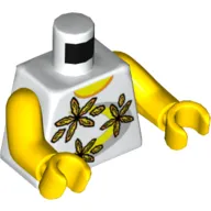 Torso Shirt 3 Flowers over Yellow and Silver Stripe Print, Yellow Arms and Hands