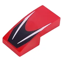 Slope Curved 2 x 1 No Studs with White Stripes on Black Background print