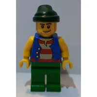 Pirate - Blue Vest, Green Legs, Dark Green Bandana, Smirk
