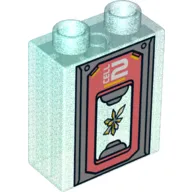 Duplo Brick 1 x 2 x 2 with Coral Frame, Crystal, 'CELL 2' Print