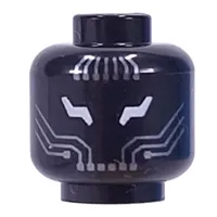 Minifig Head with Silver Eyes, Circuitry print