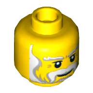 Minifig Head King / Santa, Beard Gray and White Full, Thick Moustache and Eyebrows Print