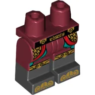 Hips with Dark Red Legs and Black Boots Pattern with Gold and Black Belt, Dark Turquoise/Gold Decorations, Gold Toes Print