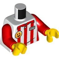 Torso, Red Striped Shirt, Smiley, ID Badge print, Red Arms, Yellow Hands