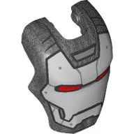 Headwear Accessory Visor Top Hinge, Rounded with Silver Face Shield, Red Eyes and Black Lines Print (War Machine)