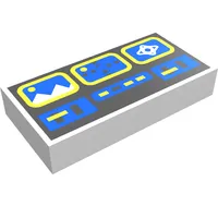 Tile 1 x 2 with Blue and Yellow Control Panel Print