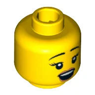 Minifig Head Viking Woman, Dual Sided, Eyebrows and Eyelashes, Open Mouth / Frown Print [Blocked Open Stud]