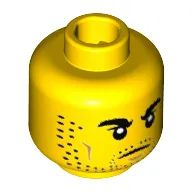 Minifig Head Roman Gladiator, Eyebrows and Stubble, Dark Tan Cheek Lines Print [Hollow Stud]