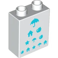 Duplo Brick 1 x 2 x 2 with Bottom Tube - Medium Azure Eye Chart Print