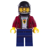 Race Driver, Dark Red Torso, Dark Blue Legs, Black Helmet