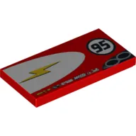 Tile 2 x 4 with Lightning Bolt in Half Ellipse and '95' Print Model Left Side