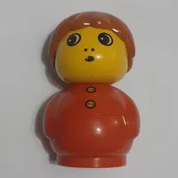 Primo Figure Boy with Red Base, Buttons Print, Dark Orange Hair