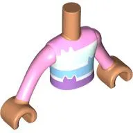 Minidoll Torso Boy with Bright Pink/White/Medium Blue/Lavender Top, Kitten Ears print, Nougat Arms and Hands