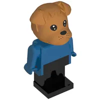 Fabuland Figure Bertie Bulldog with Brown Head, Blue Torso, Arms and Hands, and Black Legs