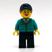 Train Station Employee, Woman, Dark Turquoise Jacket, Dark Blue Legs