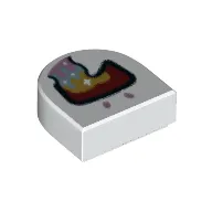 Tile 1 x 1 Half Circle with Face, Multi-Color Rainbow Vomit print