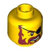 Minifig Head Captain Brickbeard, Beard Red-Brown, Sneer, Eyepatch Print [Blocked Open Stud]