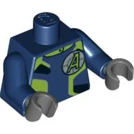 Torso Lime Jumpsuit with Agents Logo Print, Dark Blue Arms, Dark Bluish Gray Hands