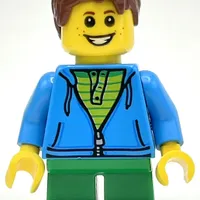 Kid, Dark Azure Torso, Green Legs, Reddish Brown Hair