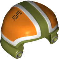 Helmet Ground Crew with Orange and White Panels and Silver Circles Print
