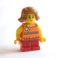 Girl, Orange Top, Short Red Legs, Medium Nougat