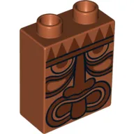 Duplo Brick 1 x 2 x 2 with Tribal Mask / Face Print