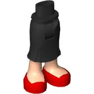 Minidoll Hips and Long Skirt with Light Nougat Legs, Red Shoes print