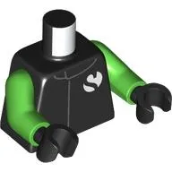 Torso, Racing Suit, White SAAB Logo print, Bright Green Arms, Black Hands