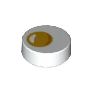 Tile Round 1 x 1 with Egg with Yolk Print