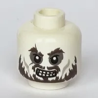 Minifig Head Hector Barbossa, Ragged Brown Beard, Clenched Teeth Print [Hollow Stud]