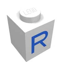 Brick 1 x 1 with Blue R Print